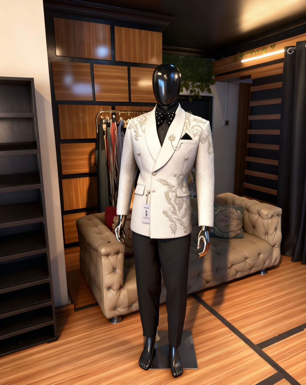 Ivory Blazer with Crystal Floral Cascade Men's Suit